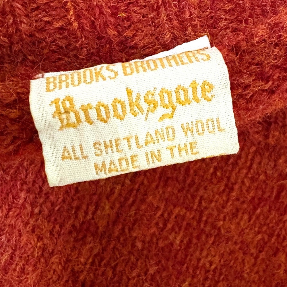 VTG 80's BROOKS BROTHERS Brooksgate Burnt Orange 100% Shetland Wool Sweater L - Picture 3 of 7